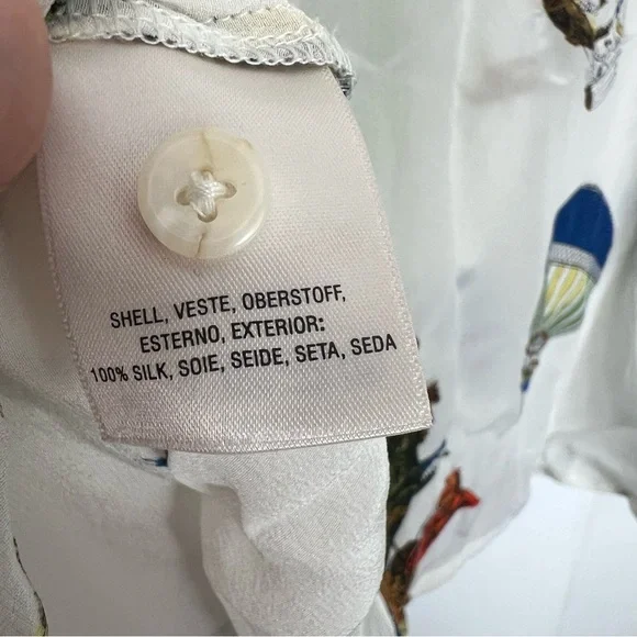 Maeve Anthropologie Hot Air Balloon Silk Retro Whimsical Button Blouse Top - 14 - Picture 5 of 5